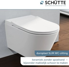 Schutte Cesari Premium randloze douche wc met Slim toiletzitting wit glans