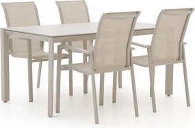 + 15% kassakorting | Diningset Bellagio | 4 personen sintered stone | Tuinset stapelbaar | 5-delig | Kees Smit Tuinmeubelen