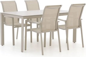 Diningset Bellagio | 4 personen sintered stone | Tuinset stapelbaar | 5-delig | Kees Smit Tuinmeubelen
