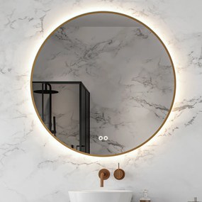 Hipp Design 13500 ronde spiegel 80cm koper met LED en spiegelverwarming