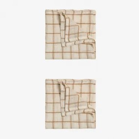 Set Van 2 Vernilen Katoenen Servetten Beige – Crème - Sklum