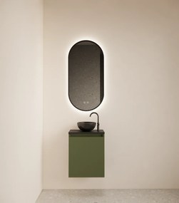 Gliss Design Echo toiletmeubel 40cm olijfgroen met toppaneel zwart mat