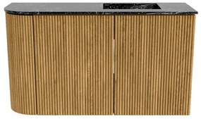 Mondiaz Joya DLux 70cm toiletmeubel ronding links oak met wastafel faye rechts 1 kraangat lava