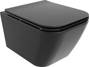 Mexen Madox wc-kom Rimless met zacht sluitende slanke zitting, duroplast, mat zwart - 30154070