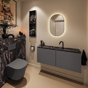 Mondiaz Ture DLux toiletmeubel 120cm dark grey met wastafel lava midden met kraangat