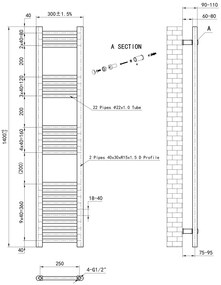 Eastbrook Wendover handdoekradiator 30x160cm 516W antraciet mat