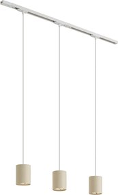 Modern railsysteem met 3 hanglampen wit met beige 1-fase - Iconic Holt