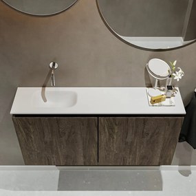 Mondiaz Ture 100cm toiletmeubel dark brown met wastafel talc links geen kraangat