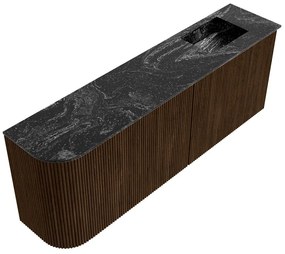 Mondiaz Joya DLux 110cm toiletmeubel ronding links walnut met wastafel faye rechts zonder kraangat lava