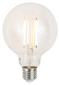 Smart hanglamp zwart met messing en amber glas incl. Wifi G995 - Zuzanna Design E27 bol / globe / rond Binnenverlichting Lamp