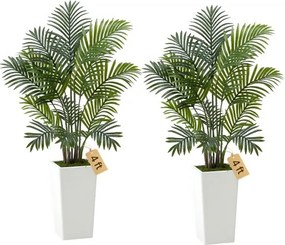 VEVOR Kunst Areca Palmbomen, 1,2 m, 2-pack Kunstpalmen, Tropische Planten met Witte Plantenbak, Kunstzijden Plant in Pot, Nepboom voor Veranda's, Woonkamers, Patio's, Huis, Kantoor