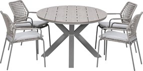 Garden Impressions Natas tuinset 5-delig taupe - Tulli tuintafel 180x115 cm - light teak vironwood