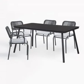 Arhiza Eettafel En 4 Stoelenset Donkergrijs - Sklum