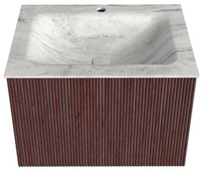 Mondiaz Kurve-dlux 60cm badmeubel ruby met 1 lade en wastafel cloud midden 1 kraangat opalo