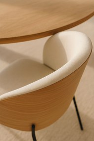 Glacia stoel witte stof met gestoffeerde houten rugleuning