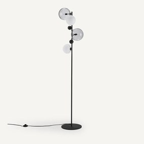 Staande lamp in gerookt glas en metaal, Bullesco