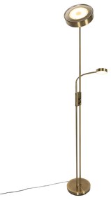 Vloerlamp brons incl. LED en dimmer met leeslamp - Kelso