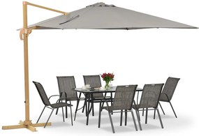 Siena 3x3m houtachtige tuinparasol met grijze hoes Garden Point