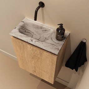 Mondiaz Ture DLux toiletmeubel 40cm washed oak met wastafel glace links zonder kraangat