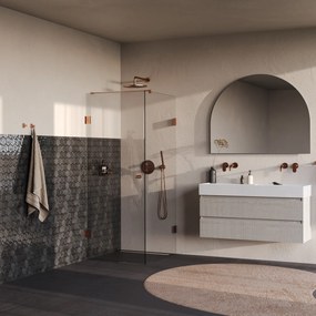 Brauer Void Carving profielloze douchecabine 90x100cm koper geborsteld PVD