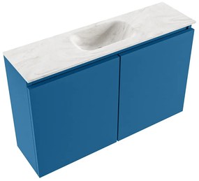 Mondiaz Ture DLux toiletmeubel 80cm jeans met wastafel ostra midden zonder kraangat