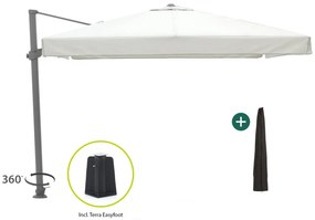+ 15% kassakorting | Parasol Shadowline Miami | Inclusief hoes | Vierkant | 300x300cm | Met draaihendel | Wit | Kees Smit Tuinmeubelen