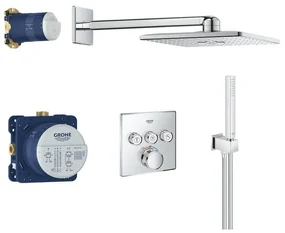 GROHE Grohterm SmartControl Regendoucheset Inbouw - inbouwboxen - hoofddouche vierkant - staafhanddouche - chroom 34706000