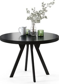 EXPANSO Czarny Mat/zwarte poten - GROTE RONDE TAFEL Ø110 UITBREIDBAAR TOT 310 cm met Y-POTEN LOFT/INDUSTRIAL