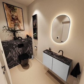 MONDIAZ TURE-DLUX 80cm toiletmeubel Plata. EDEN wastafel Lava positie midden. Met 1 kraangat. TUREDX80PLAM1LAV