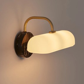 Wandlamp in opaline glas, messing en marmer, Nota