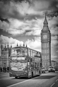 Kunstfotografie LONDON Monochrome Houses of Parliament and traffic, Melanie Viola, (26.7 x 40 cm)
