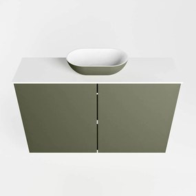 Mondiaz Fowy toiletmeubel 80cm army met legergroene waskom midden zonder kraangat