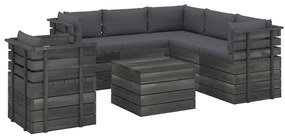 vidaXL 7-delige Loungeset met kussens pallet massief grenenhout