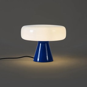 Retro tafellamp blauw met wit - Knop