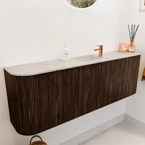 Mondiaz Joya DLux 125cm toiletmeubel ronding links/rechts walnut met wastafel faye midden 1 kraangat ostra