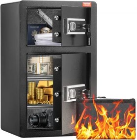 VEVOR Safe met brandwerende geldzak, kluis met dubbele deur (4,5 kubieke voet), 2 in hoogte verstelbare scheidingswanden, digitale meubelkluis met sleutel, code, kluis voor geld, sieraden, waardevolle spullen, zwart
