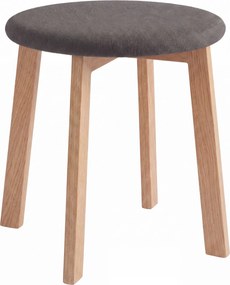 Mazzoni ZOI Taupe Beige (stof Storm 26)/eiken onderstel - RONDE GESTOFFEERDE KRUK VOOR KEUKEN/WOONKAMER