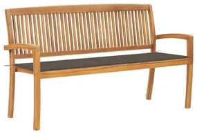 vidaXL Tuinbank stapelbaar met kussen 159 cm massief teakhout