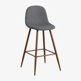 Verpakking Van 2 Glamm Hoge Krukken Grijs – Antraciet & ↑75 Cm & Donker Hout - Sklum