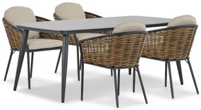Tuinset 4 personen 180 cm Aluminium/wicker Grijs Lifestyle Garden Furniture Nice/Vienna