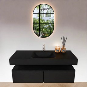 Zaro Alan badmeubel 130cm urban 2 lades met vrijhangende wastafel cloud midden 1 kraangat urban