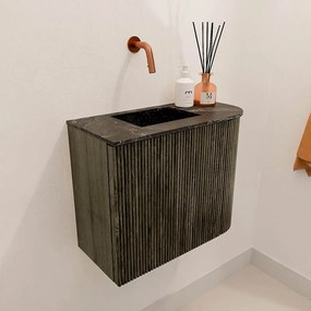 Mondiaz Joya DLux 50cm toiletmeubel ronding rechts shadow met wastafel faye links zonder kraangat lava