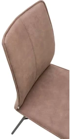 Goossens Eetkamerstoel Daan bruin leer leuning, modern design