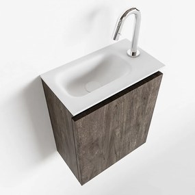 Mondiaz Ture 40cm toiletmeubel dark brown met wastafel talc links 1 kraangat