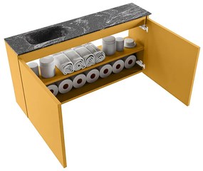 Mondiaz Ture DLux toiletmeubel 100cm ocher met wastafel lava links met kraangat