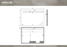 Brauer Quartz rechthoekige spiegel met verlichting 100x70cm