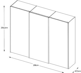 Goossens Kledingkast Big Choice Type 41 163, Slaapkamerkast 298 cm breed, 240 cm hoog, 2 schuifdeuren en 1 glas schuifdeur midden