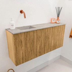 Mondiaz Joya DLux 90cm toiletmeubel oak met wastafel faye links zonder kraangat glace