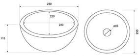 Differnz Ruz opbouw waskom beton rond 25x11.5cm