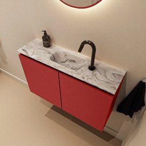 Mondiaz Ture DLux toiletmeubel 80cm fire met wastafel glace midden met kraangat